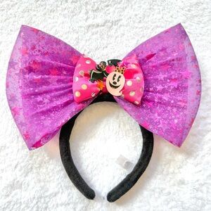 RARE Tokyo Disney Japan Headband Ears Halloween Big Bow Ghost Minnie Mouse Bat